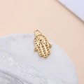 Hamsa Hand pendant in golden zinc alloy with intricate hollowed detailing for DIY jewelry - Hamsa Hand Large (13#)