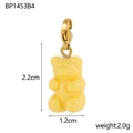 Translucent yellow resin bear pendant with gold-plated clasp, size 2.2x1.2cm - Light Yellow (BP1453B4)