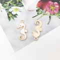 White enamel seahorse charms in gold finish for DIY jewelry making and necklaces - Seahorse / 10x21mm