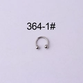 Hufeisen-Piercingring aus poliertem silbernem Stahl mit klaren Zirkoniasteinen - Silber Zirkon Hufeisenring (364-1#)