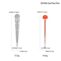 Cat paw silicone pen mold showing gray and orange resin ballpoint pens with dimensions - Cat Paw Ballpoint Pen Mold