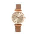 Elegant rose gold women's watch with Roman numeral dial and Milanese mesh strap - Rose Gold / White Dial
