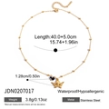 Dettaglio collana in acciaio inossidabile dorato con pendente angelo e perle nere - Stile Catena Satellite con Ciondolo Angelo (JDN0207017)