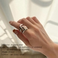 Silver stainless steel double C knot ring with adjustable open band for women - US 4 / Steel