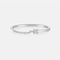 Minimalist S925 sterling silver chain ring with a single sparkling zircon stone - US 6 / Silver Solitaire Chain