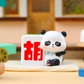Creative panda figurine holding a white mahjong tile with red Hu character decoration - A158 Happy Mahjong HU