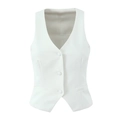 Detail of cream white tailored vest featuring three buttons and premium textured fabric - S / Suit Vest / White