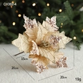 20cm champagne gold sequin artificial Christmas flower with sparkling details - Champagne