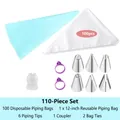 110-piece baking set with 100 disposable bags, 6 stainless steel nozzles and accessories - Set 8 [110 Pieces A]