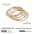 Minimalist stainless steel bangle set in gold and silver finish with dimension specs - Two-Tone Gold & Silver