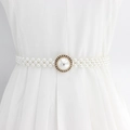 Ceinture élastique en perles pour femmes avec une boucle florale dorée en strass - Grande Perle Dorée