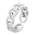 Adjustable 925 sterling silver ring with multi-layer rope twist and Cuban chain design - Adjustable Open / White Gold