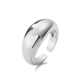 Macro detail of glossy silver open brass ring with smooth finish and chunky minimalist design - Platinum Style 5