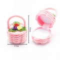Dettaglio portagioie a cesto in velluto rosa con fiori e dimensioni 80mm per 57mm - 1# Cesto di fiori grande rosa