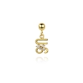 Macro view of a gold S925 silver number pendant with sparkling micro-pave crystals - Alphabet