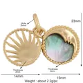 18K gold plated copper sun and moon pendants with iridescent mother of pearl inlays - K325779 Gold Shell Sun Moon