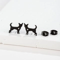 Minimalist black stainless steel chihuahua dog stud earrings with heart cutout design - 280 Black (Chihuahua)