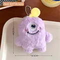 Cute purple one-eyed monster plush keychain accessory with fluffy texture and beads - 7# Purple One-Eyed Monster Keychain