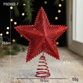 Red 23.5cm glitter star tree topper with spiral base for festive Christmas tree decor - Red