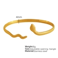 Adjustable golden snake-shaped bangle in stainless steel with detailed scale texture - Snake Pattern Gold Color (SZ41)