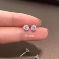 Classic 5mm S925 sterling silver stud earrings with sparkling cubic zirconia main stone - 6mm Zirconia Stud Earrings 1 Pair