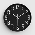 Orologio da parete nero minimalista con numeri digitali bianchi e movimento al quarzo - Cornice Nera Quadrante Nero