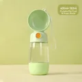 Light green portable pet water and food bottle with 400ml water and 182ml grain capacity - 400ml Water + 182ml Grain 2-in-1 / Green