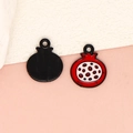 Mini red pomegranate enamel fruit charms for DIY bracelets with a black metal back finish - Pomegranate - Black (6-Black)