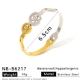 Detailopname van de tweekleurige roestvrijstalen sterarmband met diamant-inlay en sluiting - Ster Strass Stijl (NB-B6217)