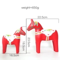 Red Nordic wooden Dala horse ornaments in two sizes with traditional floral patterns - Red Horse - Set of 2