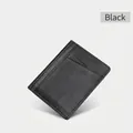 Slim black lychee grain leather card holder for men with multi-slot diagonal design - Black
