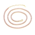 Classic tennis necklace with pink square cubic zirconia stones in golden setting - 3mm Gold/Pink Zircon/45cm