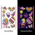 Waterproof fluorescent tattoo stickers with eagle and skull designs in UV light - Fluorescent DWYG-013