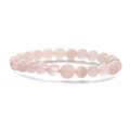 Dettaglio di perle in quarzo rosa da 8 mm con trama traslucida e lucentezza rosa tenue - Quarzo rosa