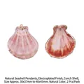Pinkish-brown electroplated natural scallop shell pendants for DIY earring crafting - Large Spotted Conch (BTA144-6)