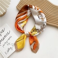 Elegant 70cm silk scarf with orange and yellow horse-chain print in stylish design - 70cm / Orange Yellow Rope Link