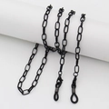 Fashionable black metal link glasses chain with anti-slip rubber loops and lobster clasps - 70cm / Gun Black Cross Chain