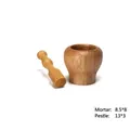 Compact solid wood mortar and pestle set for grinding garlic with natural grain finish - Mini (8.5*8cm)