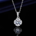 Silver-plated necklace with sparkling round-cut flower pendant on black background - Xl-148 [comes With A Cross Chain]