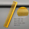 Detail of yellow hair cutting comb with 20cm scale ruler for precision salon styling - AH-14