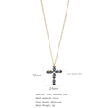 Golden stainless steel cross pendant necklace with marquise blue zircon inlays - Cross No.17 (Gold Blue Stone)