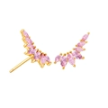 Detailed view of pink marquise-cut zircon stones in wing-shaped gold earrings - Pink Zircon