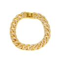 Bracciale cuban link dorato con strass scintillanti e chiusura pieghevole stile hip hop - Imitazione Oro