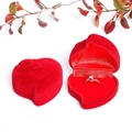 Red heart-shaped velvet ring box for jewelry packaging with single ring slot - 6*6*4CM / Red (Red Interior)