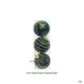 Set of 3 dark green flocked Christmas balls with gold glitter patterns, 6cm diameter - 6cm / Dark Green Flocking Balls (3pcs)