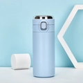 Minimalist light blue 304 stainless steel thermos bottle with matte finish and flip top lid - 320ml / Smart Temperature Display / Blue