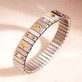 Elastic stainless steel bracelet with silver band and golden star charms - k1102-Silver with Triple Gold Stars