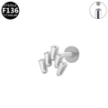 Silver G23 F136 titanium star labret with cubic zirconia and internal thread design - Fan Shape Style (G23LAI073-S)