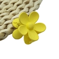 Matte yellow flower hair claw clip with five petals on a woven straw surface - Small Flower Style / Yellow