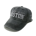 Detail of washed cotton baseball cap featuring vintage BOSTON embroidery and shield patch - M (56-58cm) / Black